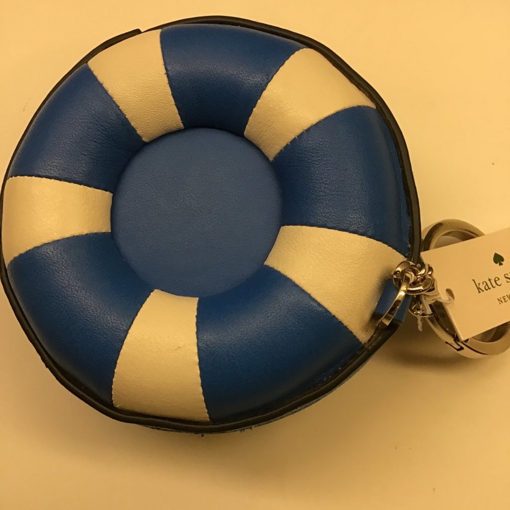 Kate Spade New Royal and Cream Buoy Zippered Key Chain - Picture 3 of 7